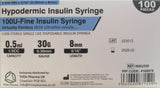 TriOn Pharma Ltd Hypodermic U100 0.5ml Syringe 0.30mm (30G) x 8mm - Box of 100
