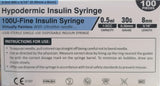 TriOn Pharma Ltd Hypodermic U100 0.5ml Syringe 0.30mm (30G) x 8mm - Box of 100