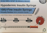 TriOn Pharma Ltd Hypodermic U100 0.5ml Syringe 0.30mm (30G) x 8mm - Box of 100